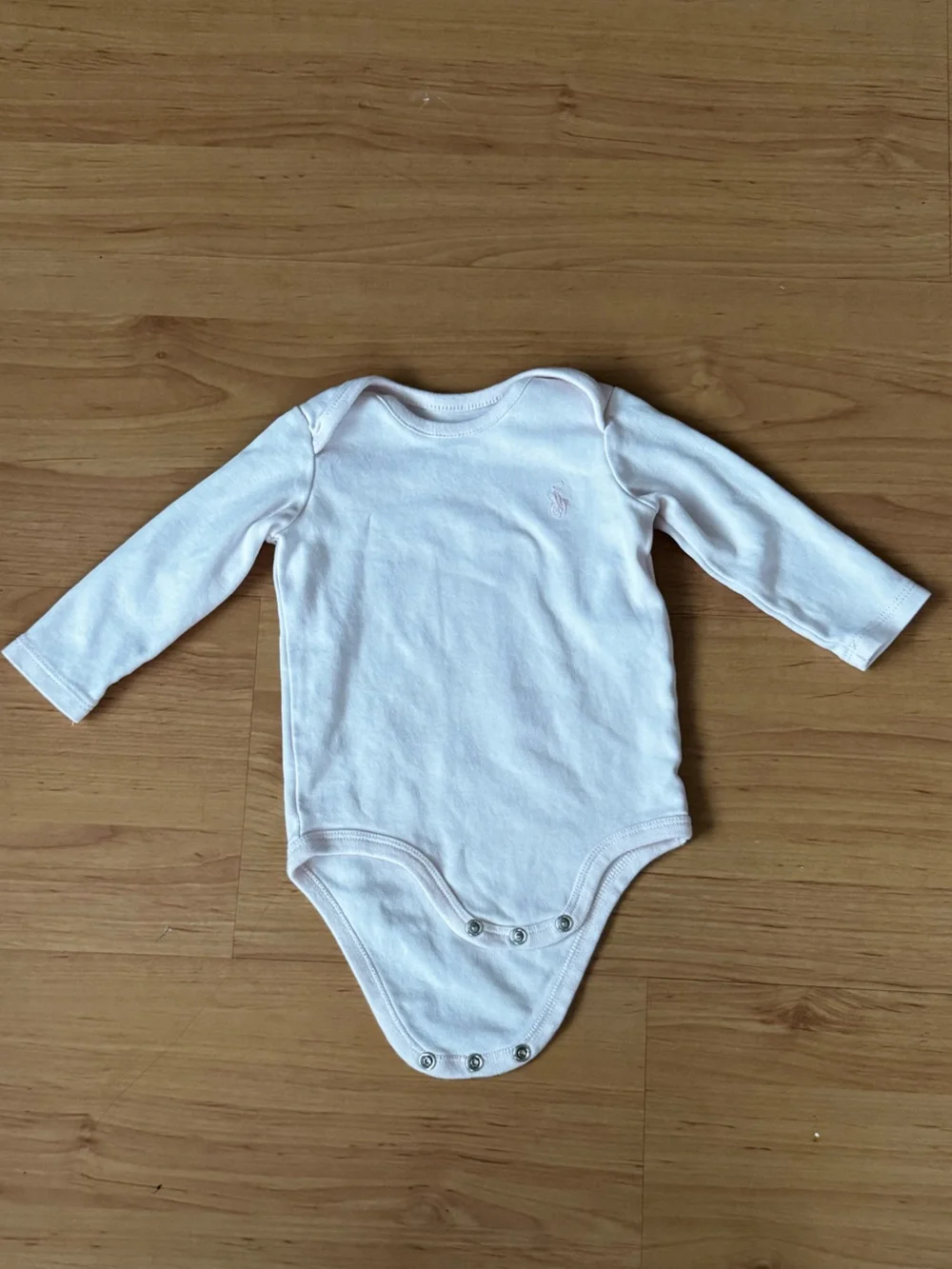 Ralph Lauren Baby Girl Cotton Long-Sleeve Bodysuit in Delicate Pink 3-6 Months